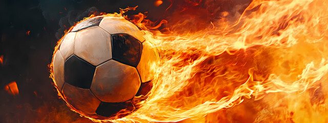 Fototapeta premium Flaming Soccer Ball