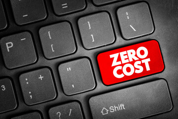 Zero Cost text button on keyboard, concept background