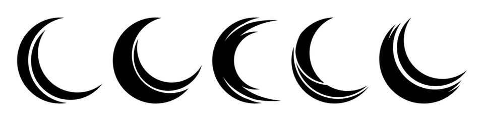 Black moon in goth style. Moon for design. T-shirt print in modern gothic style. Vector illustration isolated on white background.