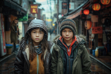 Obraz premium Poor japanese children