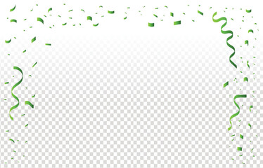 green confetti and ribbons vector illustration. celebration background	