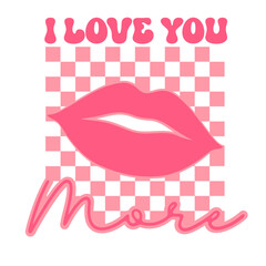 A pink and white checkered background with a large pink lip graphic and the text 