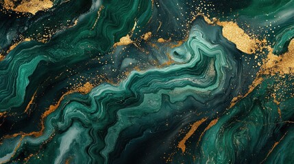 Abstract Green and Gold Swirls