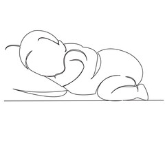 one continuous single drawn line art doodle kid, newborn, happy, illustration, child. isolated image hand-drawn outline on white background.