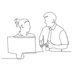 One continuous single drawn line art doodle vector, seller, illustration, man, cartoon. isolated image handwriting counter on white background