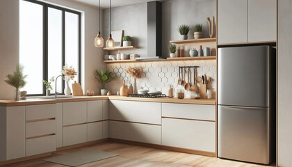 Sleek and Serene: A Modern Kitchen with a Touch of Nature