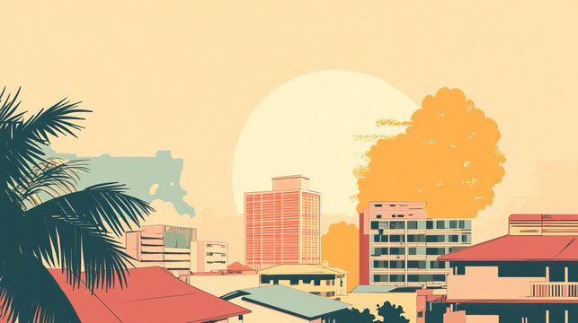 Risograph artistic riso print travel poster, card, wallpaper or banner illustration, modern, isolated, clear, simple of Dagupan, Philippines. Artistic, screen printing, stencil
