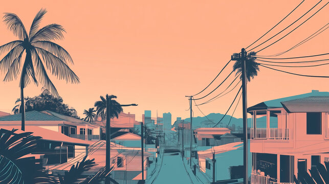 Risograph artistic riso print travel poster, card, wallpaper or banner illustration, modern, isolated, clear, simple of Dagupan, Philippines. Artistic, screen printing, stencil