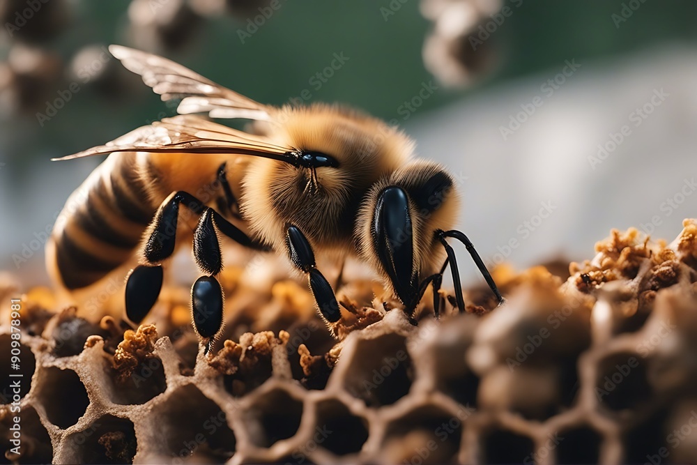 Canvas Prints eggs bee hive queen laying beehive beeswax honey nature healthy honeyed honeycomb hexagon apiarist tied-up background pattern insect freshness sweet pollen closeup apiculture apiary