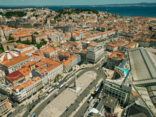 Aerial View Of Beautiful Lisbon Cityscape Restauradores Square