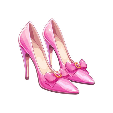 Pink heel shoe female icon vector illustration isolated on white background trend fashion design pink style