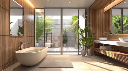 Fototapeta premium Modern and luxury bathroom interior design. 
