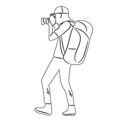 man taking photo sketch, on white background vector