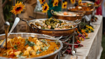 Obraz premium catering eat food india wedding : Generative AI