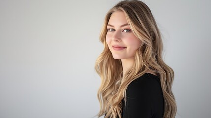 Fototapeta premium Beautiful girl model in casual clothes Studio shot on a white background The blonde smiles : Generative AI