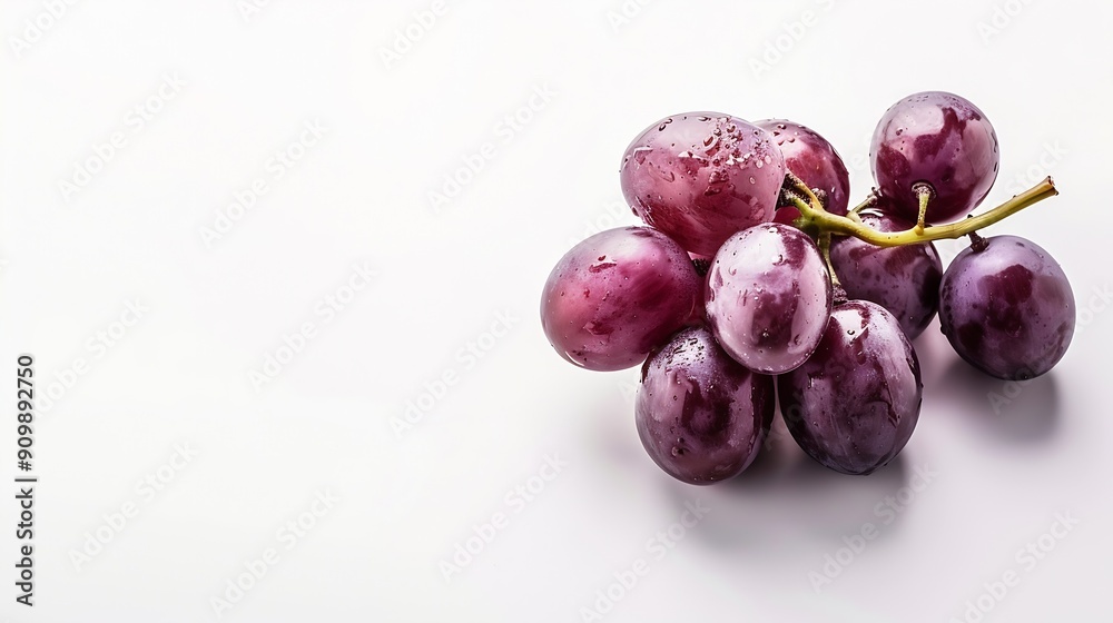 Poster Red grape isolated on white background with clipping path : Generative AI