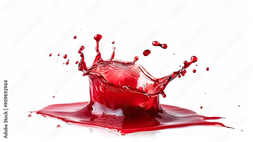 Poster red juice splash isolated on white background : generative ai