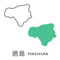 シンプルな日本の徳島地図　イラスト