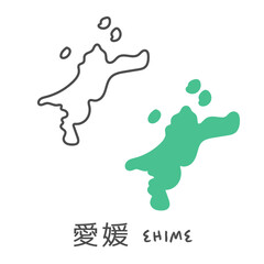 シンプルな日本の愛媛地図　イラスト