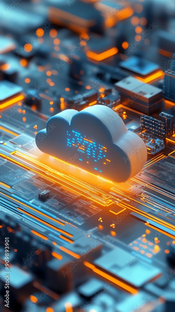 Aufkleber Cloud Computing Data Center Futuristic Concept.