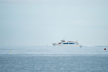 Tourist Ferry Boat Cruising on Open Water