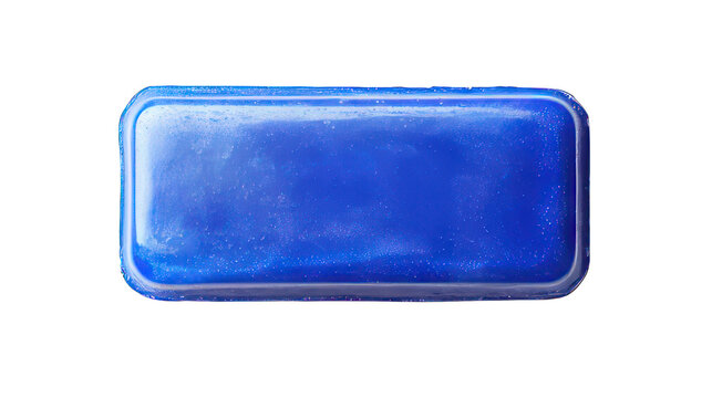 Blue wax rectangle button isolated on white created with Generative AI