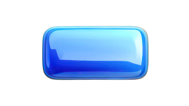 Blue wax rectangle button isolated on white created with Generative AI