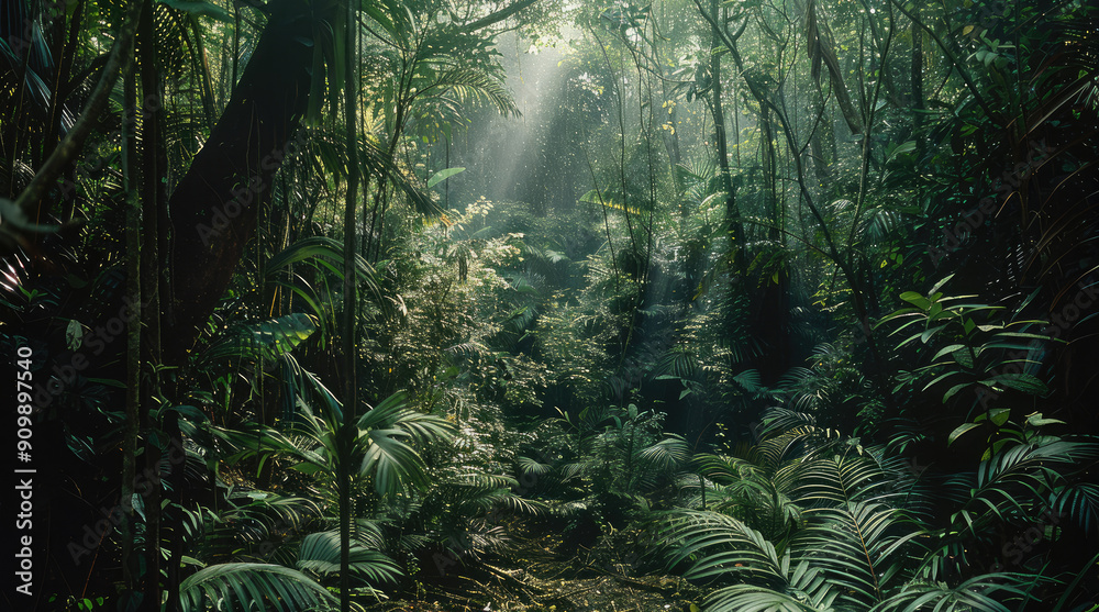 Poster The wilderness of the jungle which appears as the result of unchecked and untamed growth. Generative AI.