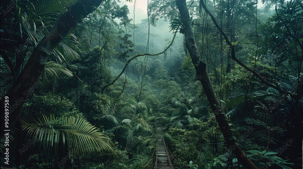 Poster The wilderness of the jungle which appears as the result of unchecked and untamed growth. Generative AI.