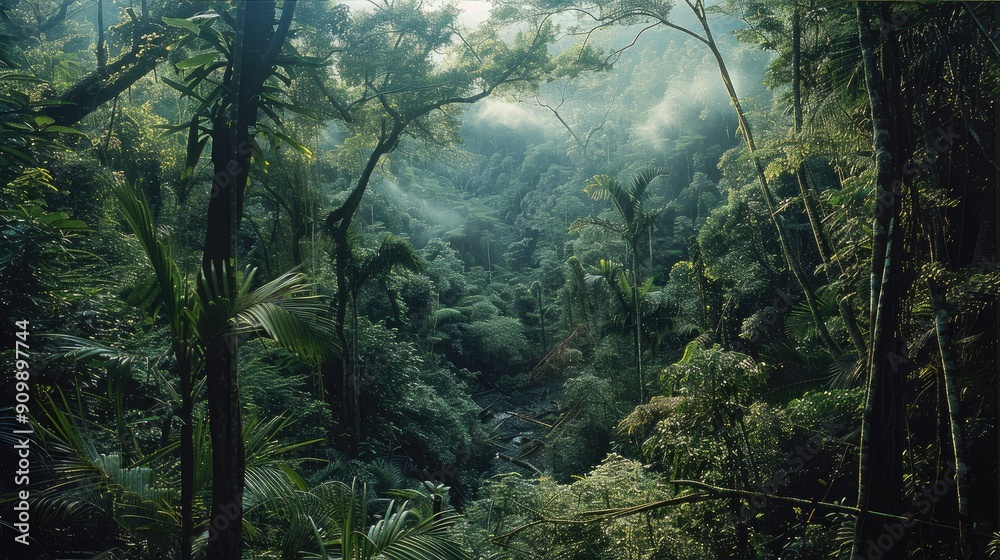 Poster The wilderness of the jungle which appears as the result of unchecked and untamed growth. Generative AI.