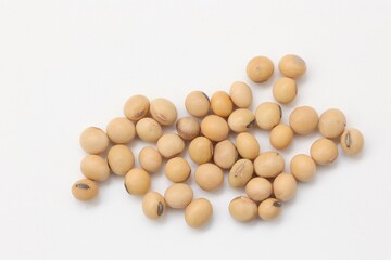 Soybeans on white background 