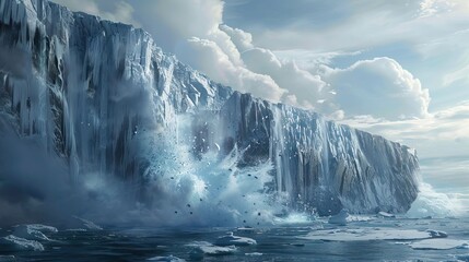 Explore wild nature wildlife beauty on South Pole. Antarctic shag relax on rock hill mountain top. Massive glacier iceberg towering polar ocean in background. AI generated illustration