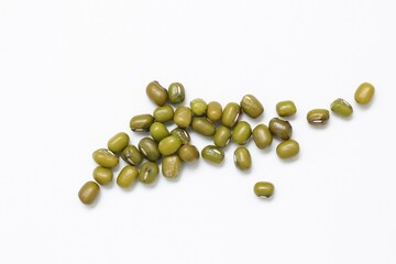 green mung beans isolated on white background 