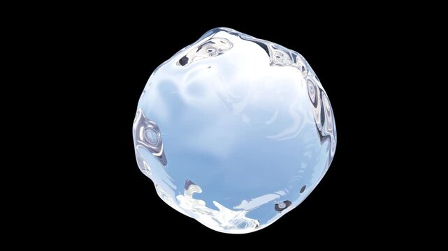 3D rendering of water ball with ripples on surface
