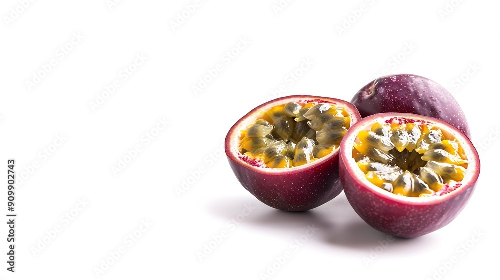 Poster clipping path passion fruit isolated on white background : generative ai
