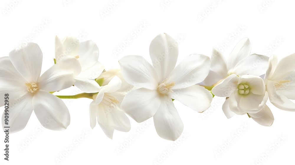 Wall mural PNG White jasmine flowers isolated on white background : Generative AI