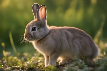 Fototapeta premium white rabbit on the grass