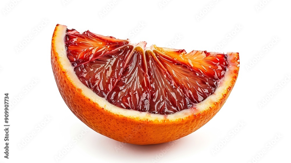 Poster slice of blood sicilian orange isolated on white background with clipping path : generative ai
