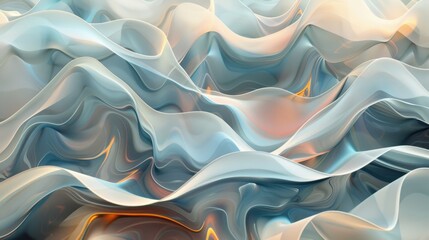 Fototapeta premium Abstract flowing waves in a soft and fluid design with modern pastel hues, perfect for backgrounds or artistic decoration.