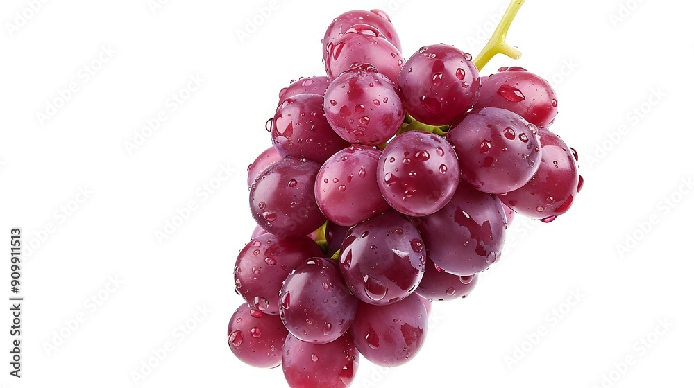 Aufkleber Red grape isolated on white background with clipping path : Generative AI
