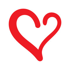 Doodle sketched hand drawn red heart icon. Vector illustration isolated on white background