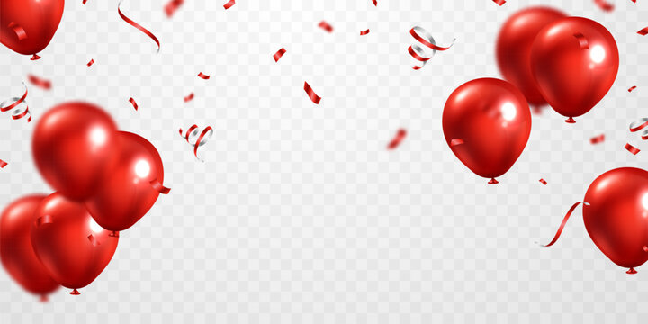 Beautiful red balloon background for party celebration. Vector illustration