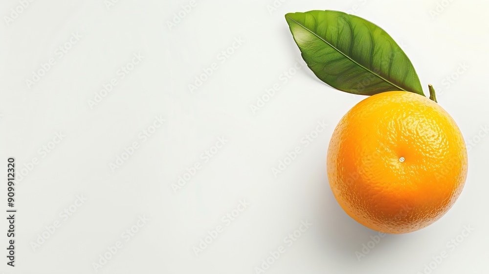 Poster orange collection orange fruit with green leaf isolated on white background orange with clipping pat