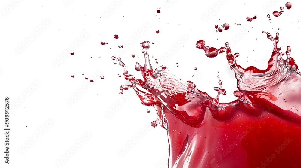 Poster red juice splash isolated on white background : generative ai