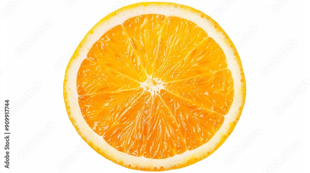 Aufkleber Orange slice isolated Round orange slice on white background Orang fruit circle piece with clipping path Isolated white Full depth of field : Generative AI