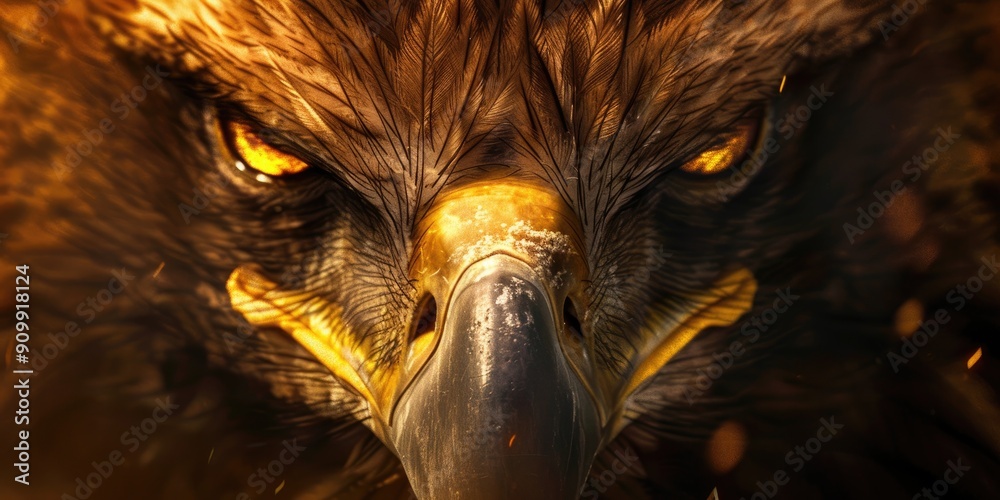 Poster Detailed and stunning eagle eyes with yellowish gold feathers