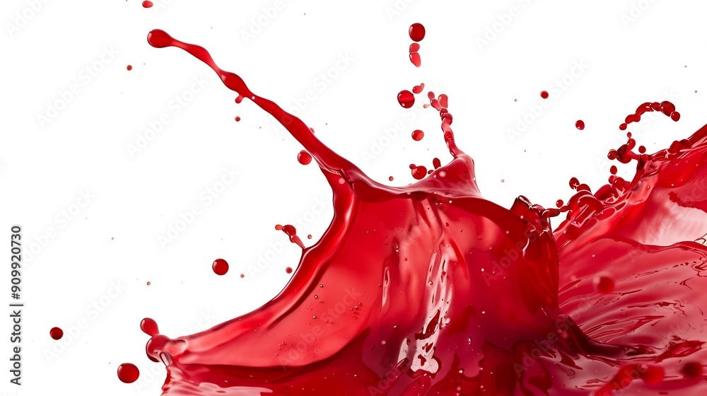 Poster red juice splash isolated on white background : generative ai