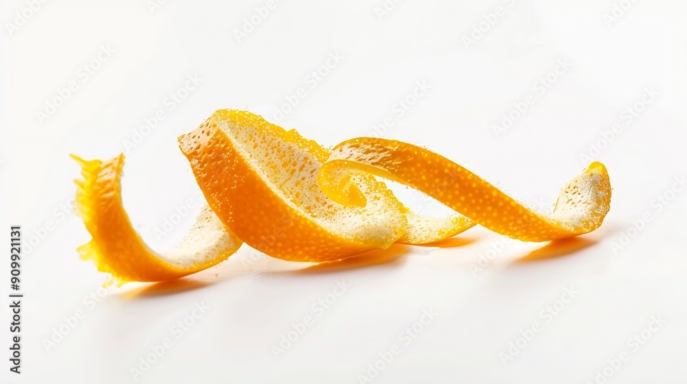 Poster peel of fresh orange fruit isolated on a white background slice of citrus zest : generative ai