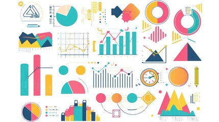 A set of design elements representing different creative concepts.