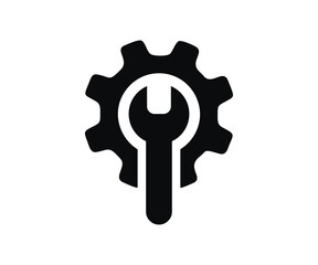 Fix service tools icon. Repair instruments, simple icon. Wheel cogwheel vector design and illustration. 